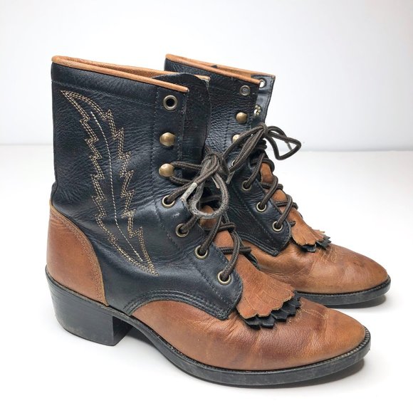 Vintage Shoes - Vintage Laredo Western Style Leather Boots Sz 5